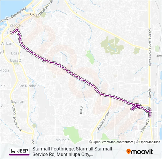 JEEP Bus Line Map