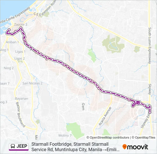JEEP Bus Line Map