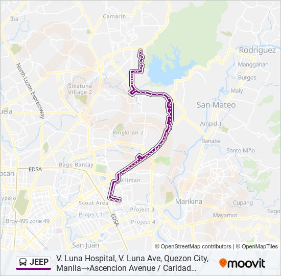 Commonwealth Quezon City Map Jeep Route: Schedules, Stops & Maps - V. Luna Hospital, V. Luna Ave, Quezon  City, Manila‎→Ascencion Avenue / Caridad Intersection, Quezon City (Updated)