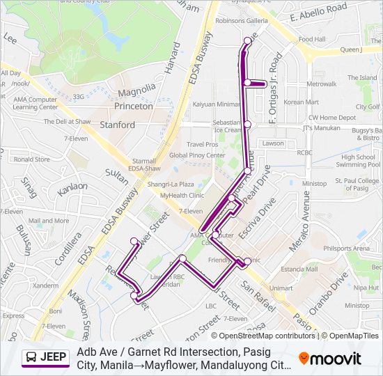 JEEP Bus Line Map