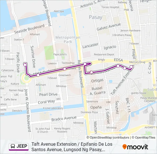 JEEP Bus Line Map