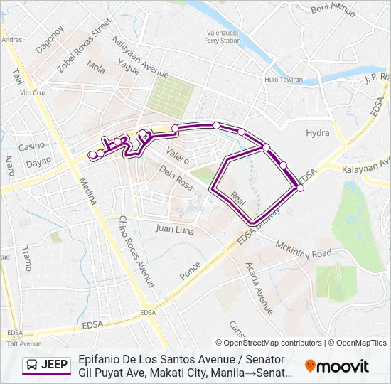 JEEP Bus Line Map