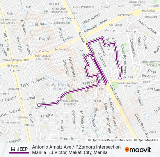 JEEP Bus Line Map