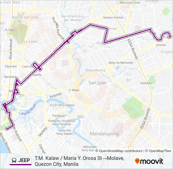 JEEP Bus Line Map