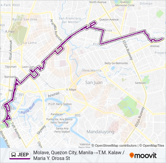 JEEP Bus Line Map