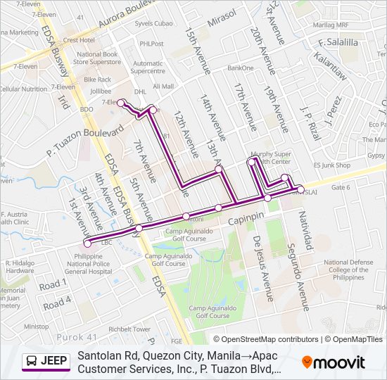 JEEP Bus Line Map