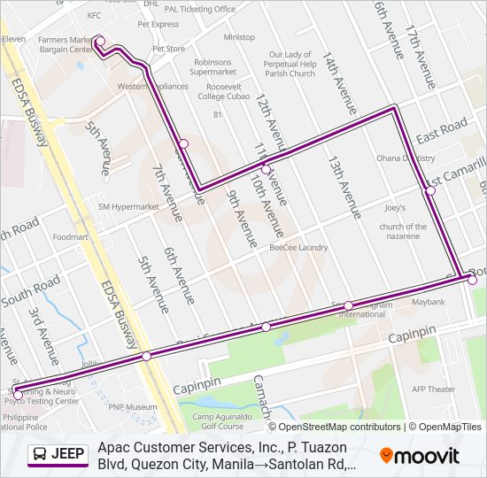 JEEP Bus Line Map