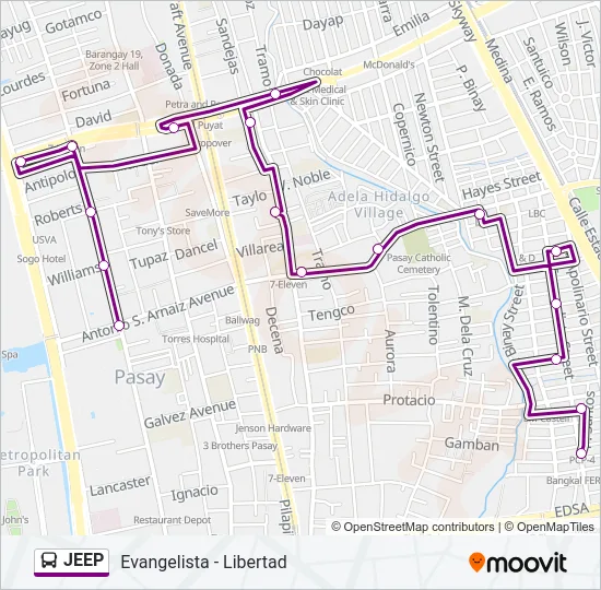 JEEP Bus Line Map