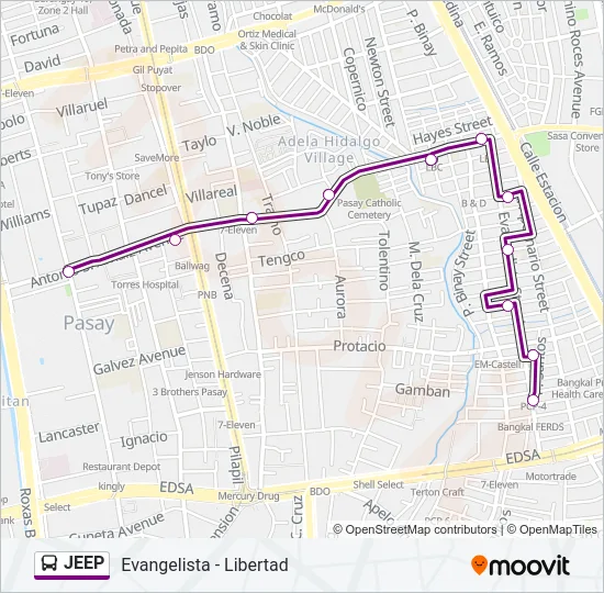 JEEP Bus Line Map