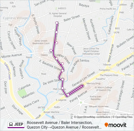 JEEP Bus Line Map