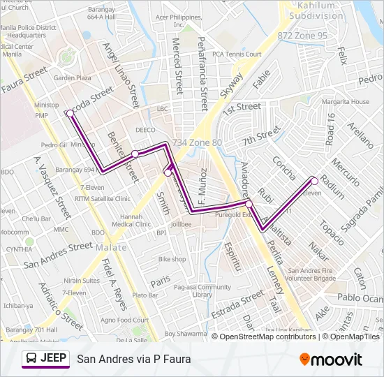 JEEP Bus Line Map