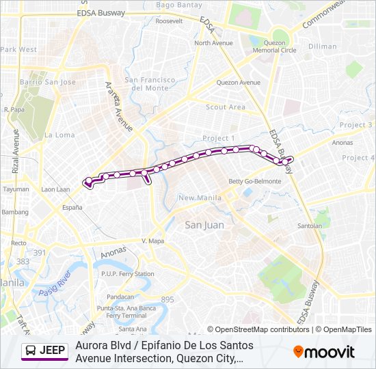 JEEP Bus Line Map