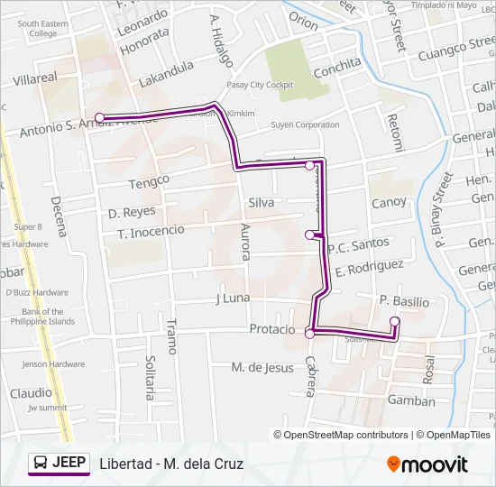 JEEP Bus Line Map
