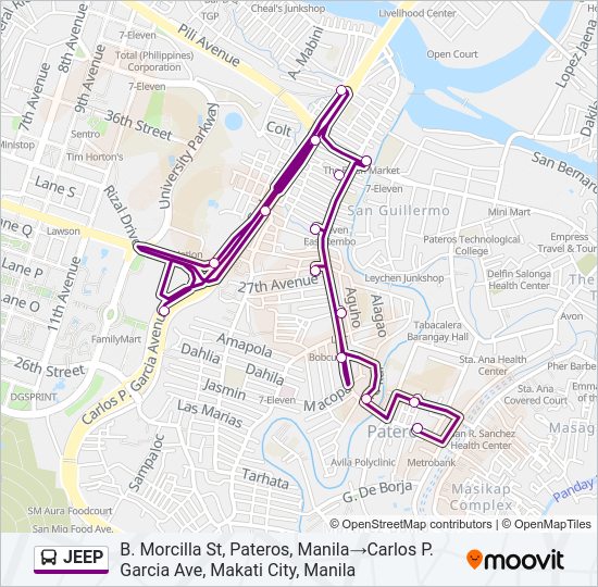 JEEP Bus Line Map