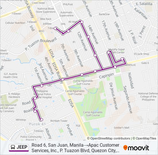 JEEP Bus Line Map