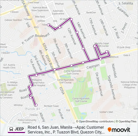 JEEP Bus Line Map