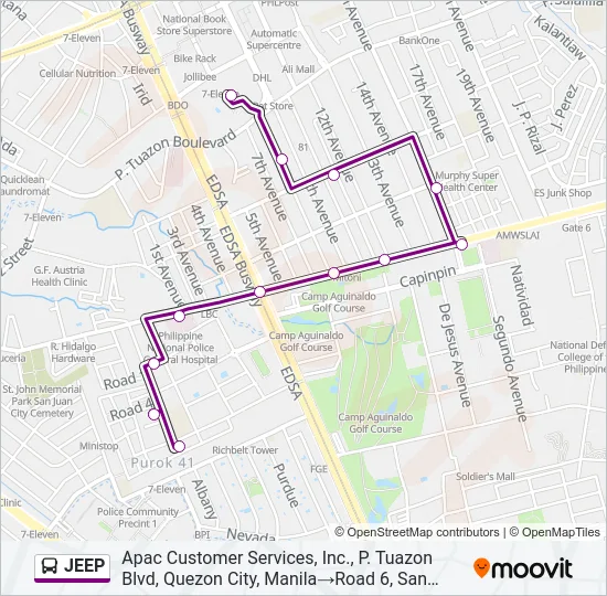 JEEP Bus Line Map