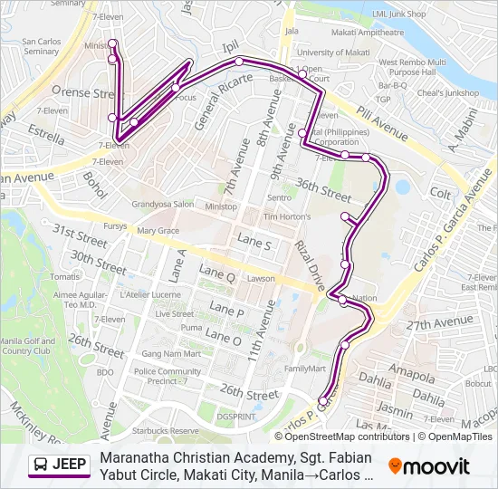 JEEP Bus Line Map