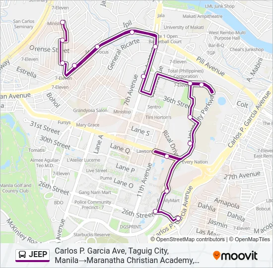 JEEP Bus Line Map