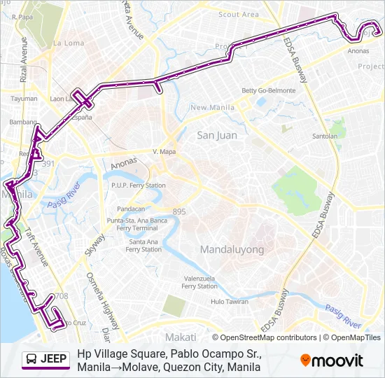 JEEP Bus Line Map