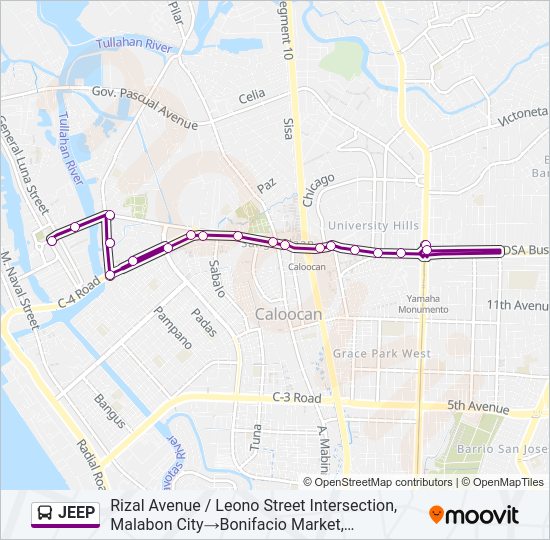 JEEP Bus Line Map