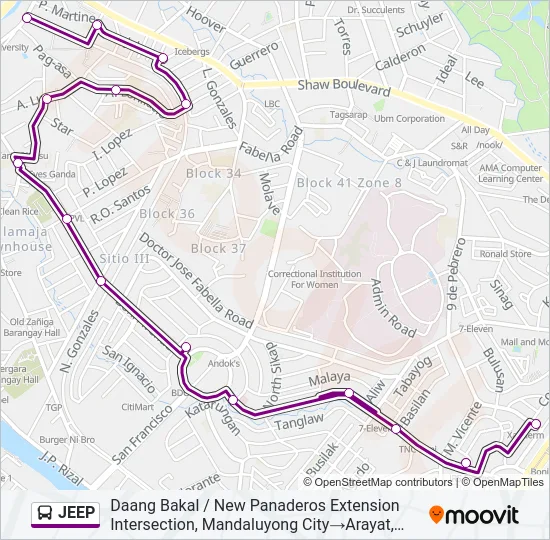 JEEP Bus Line Map