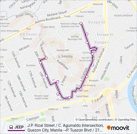 JEEP Bus Line Map