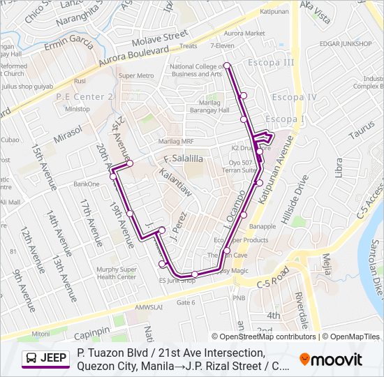 JEEP Bus Line Map