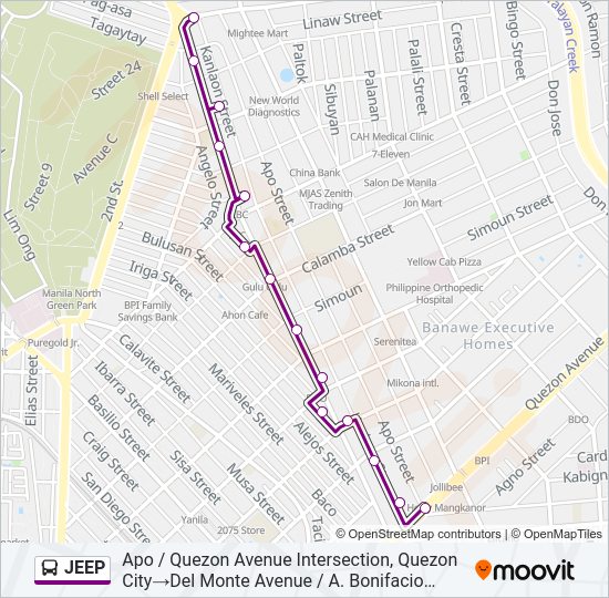 JEEP Bus Line Map