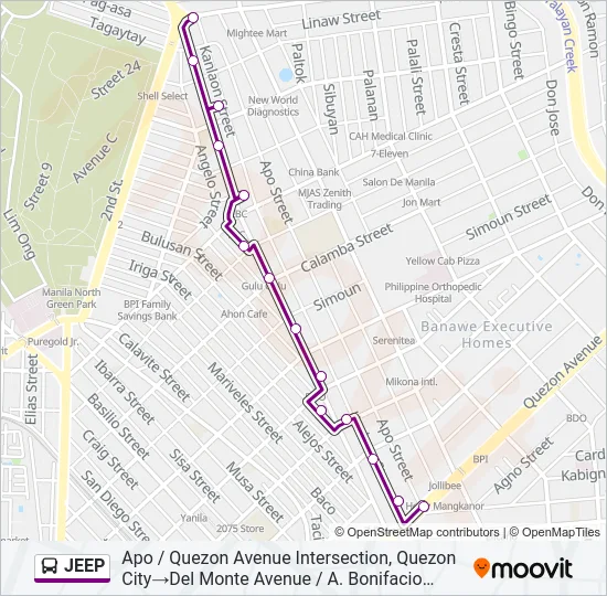 JEEP Bus Line Map