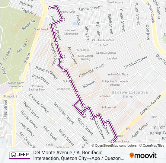 JEEP Bus Line Map