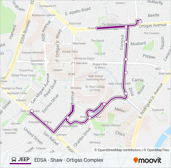 JEEP Bus Line Map