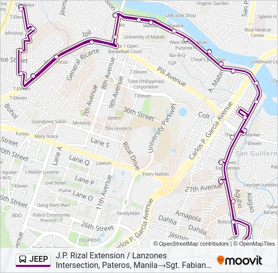 JEEP Bus Line Map