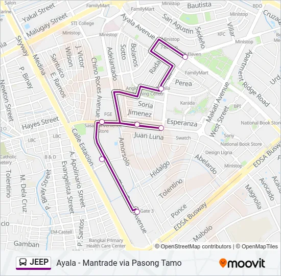 JEEP Bus Line Map