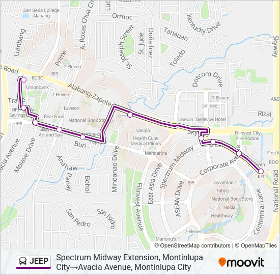 JEEP Bus Line Map