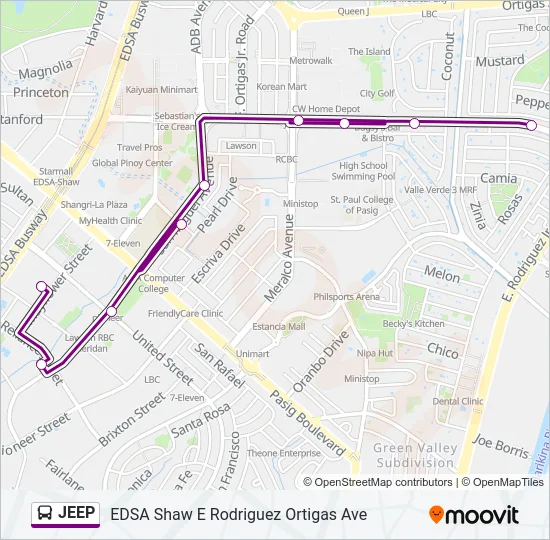 JEEP Bus Line Map