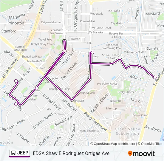 JEEP Bus Line Map