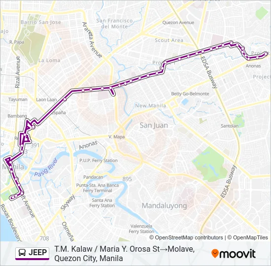 JEEP Bus Line Map