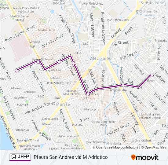 JEEP Bus Line Map