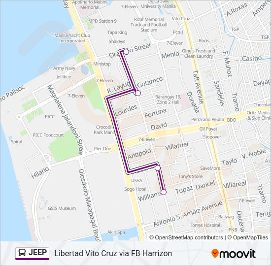 JEEP Bus Line Map