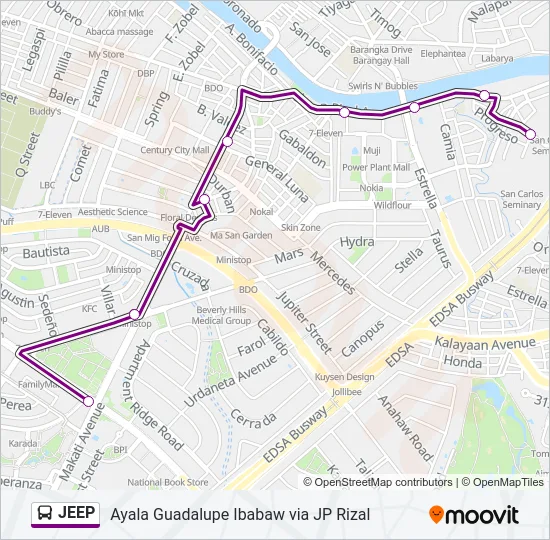 JEEP Bus Line Map
