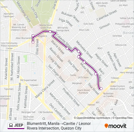 JEEP Bus Line Map