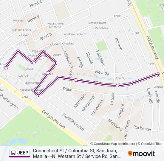 JEEP Bus Line Map