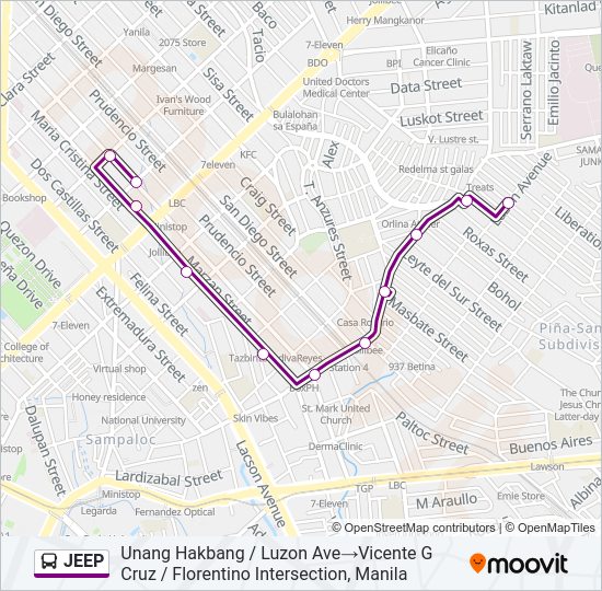 JEEP Bus Line Map