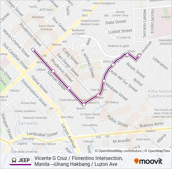 JEEP Bus Line Map