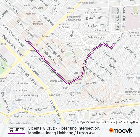 JEEP Bus Line Map