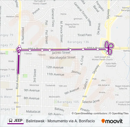 JEEP Bus Line Map