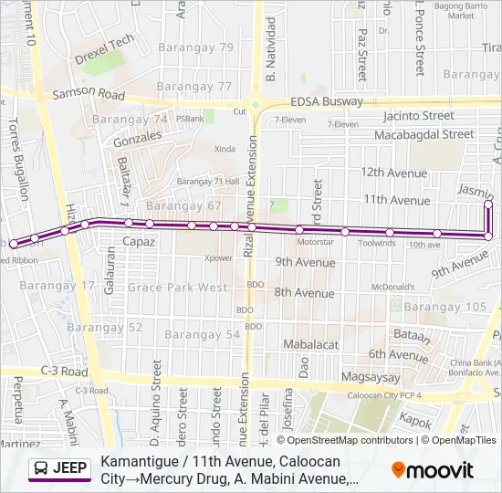 JEEP Bus Line Map