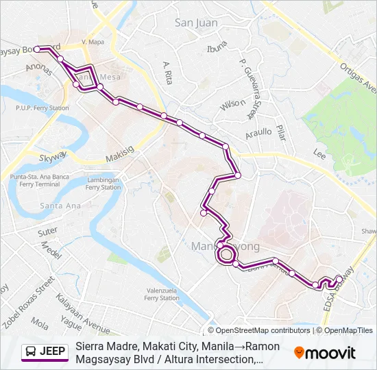 JEEP Bus Line Map
