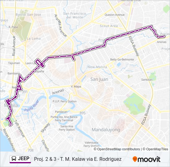 JEEP Bus Line Map